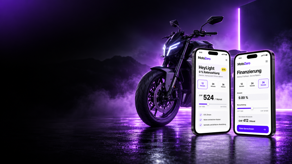 MotoZero Leasing und Finanzierung mit E-Motorrad und mobilem Ratenrechner